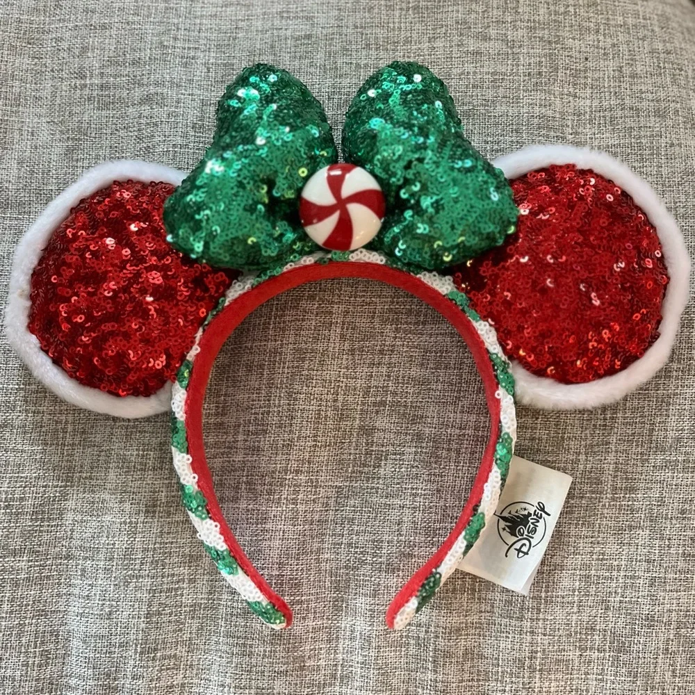 Disney Parks Peppermint‎ Candy Cane Ears Rare Edition Christmas Headband